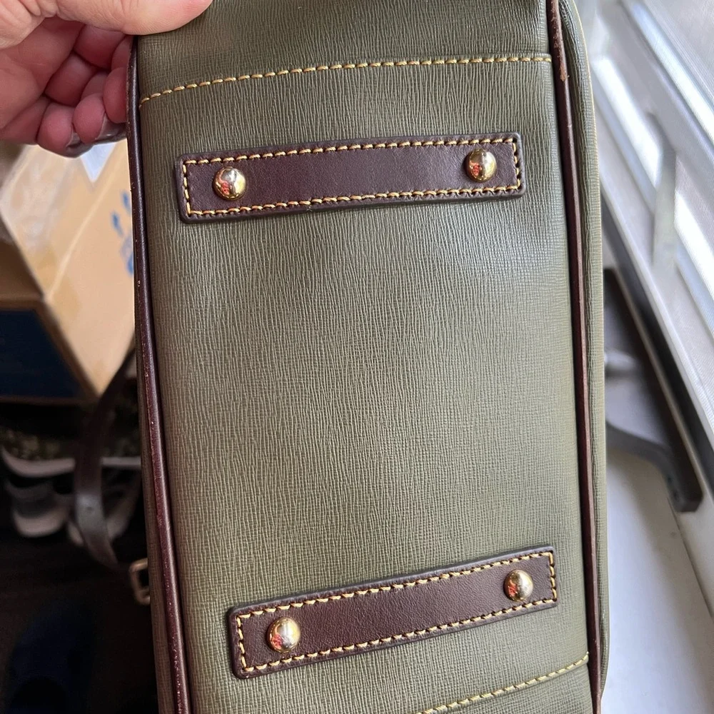 Dooney & Bourke Maddie Saffiano in Green and Brown - Picture 8 of 16